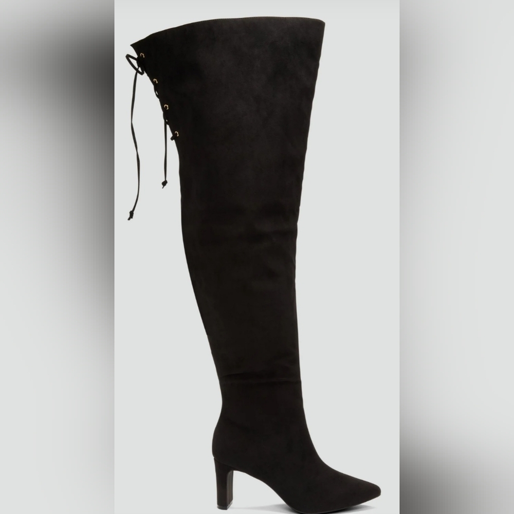 Faux Suede Over the Knee Boots Size 12 Wide, 13 Wide and 14 Wide - Picture 2 of 5